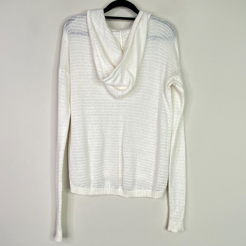 Abercrombie & Fitch White Lightweight Knit Hooded Sweater - Picture 2 of 6